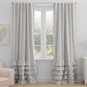Evelyn Linen Blend Ruffle Bottom Blackout Curtain Panels
